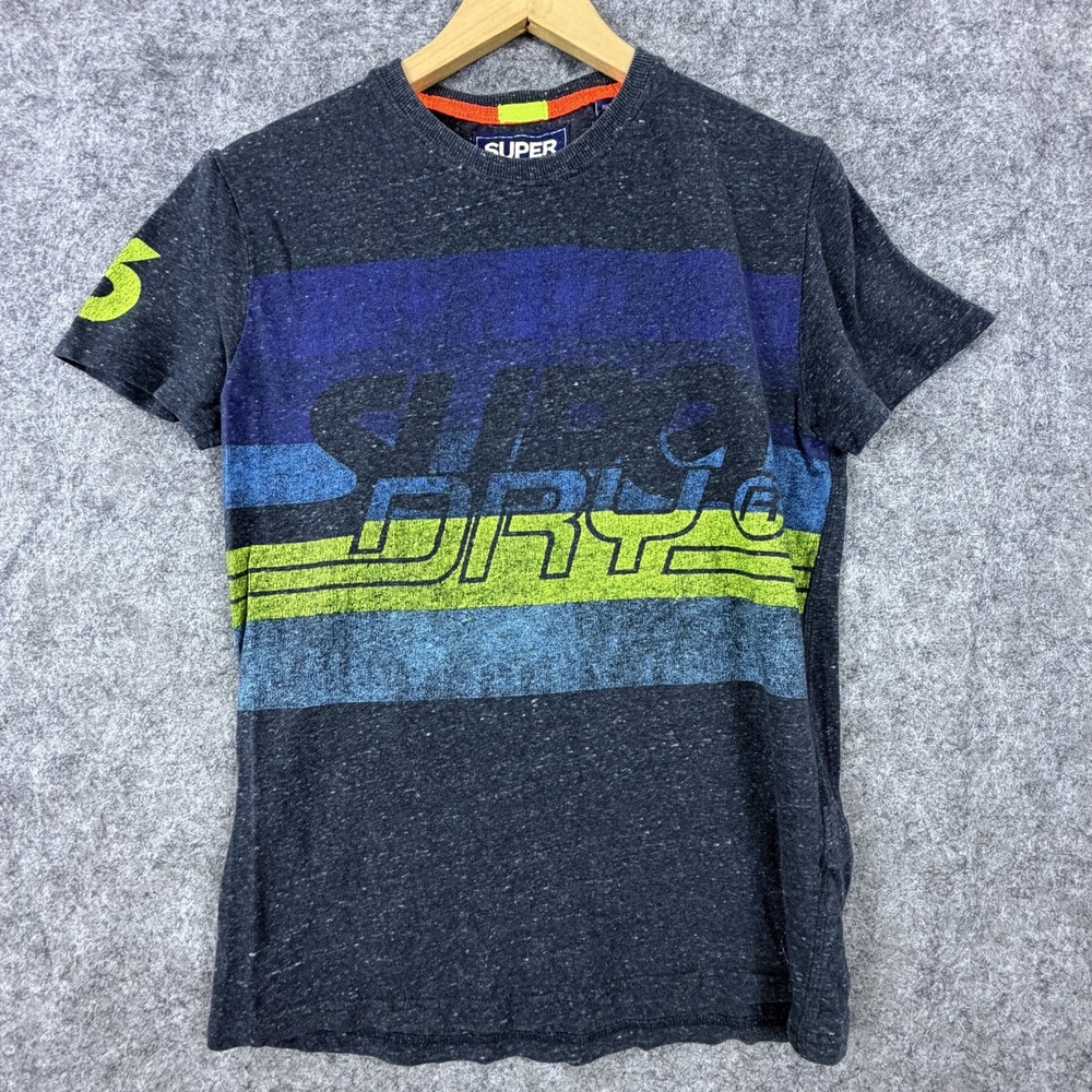 Superdry Japan T-Shirt Mens Small Blue Stripe Durable Outdoor Sporty Retro